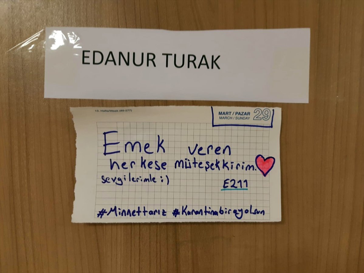 Karantinadaki gençlerden görevlilere 'teşekkür' notu