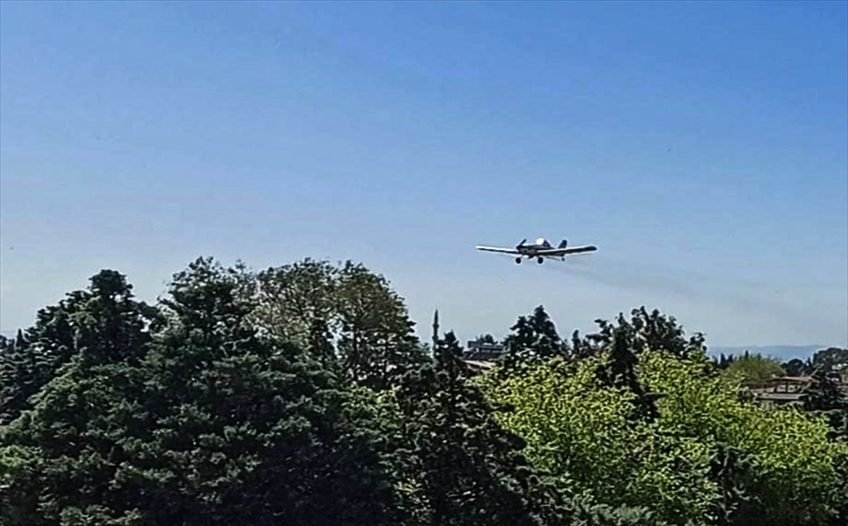 a Hatay'da havadan dezenfektan sıkıldı