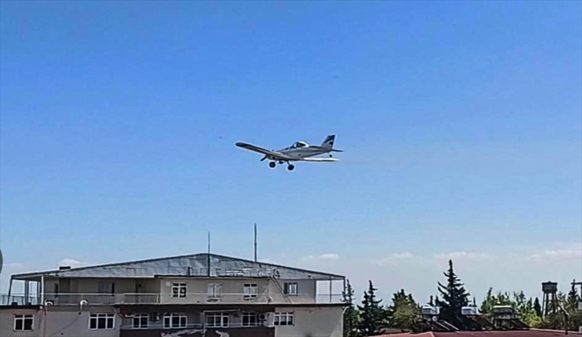 a Hatay'da havadan dezenfektan sıkıldı