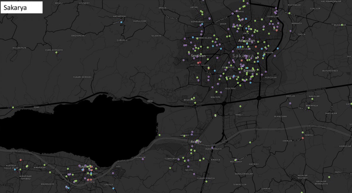 İzmir'de koronanın yayılımını gösteren harita