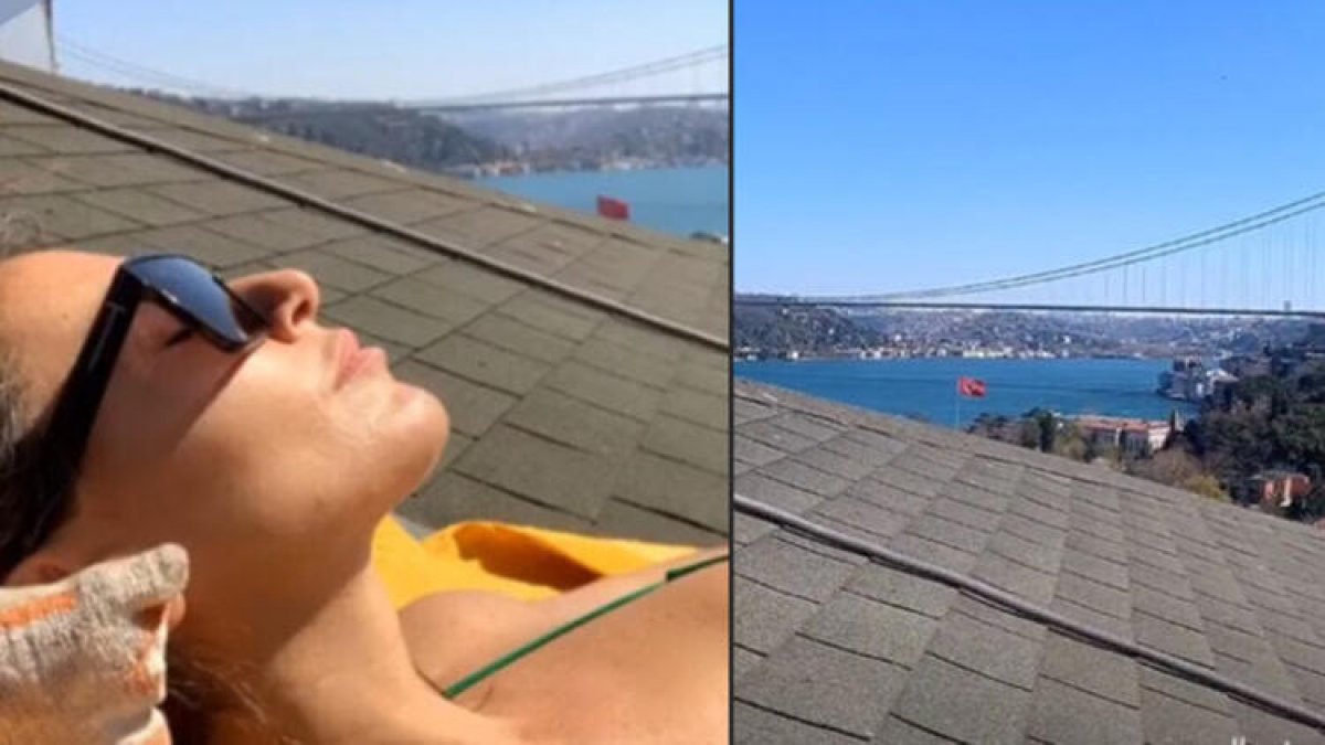 Eda Taşpınar, çatıya çıktı