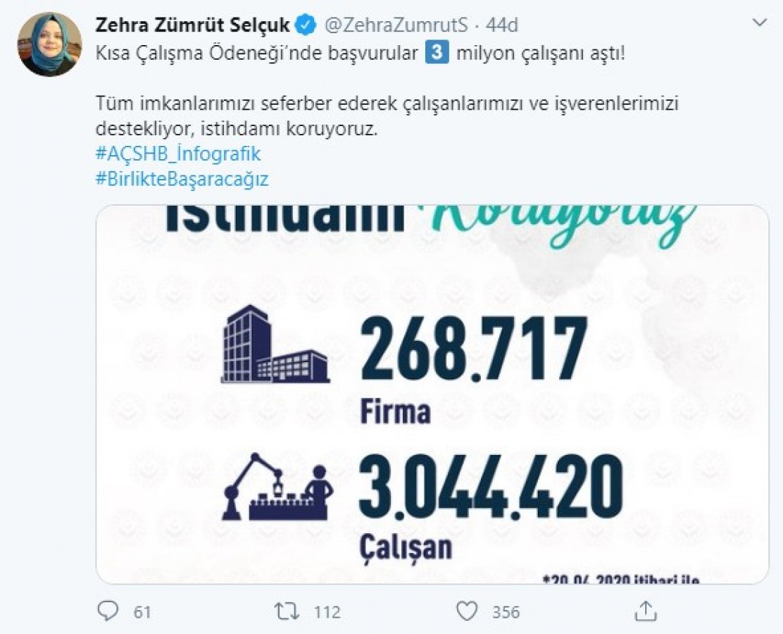 Bakan Selçuk, kısa çalışma ödeneğine başvuran firma sayısını açıkladı