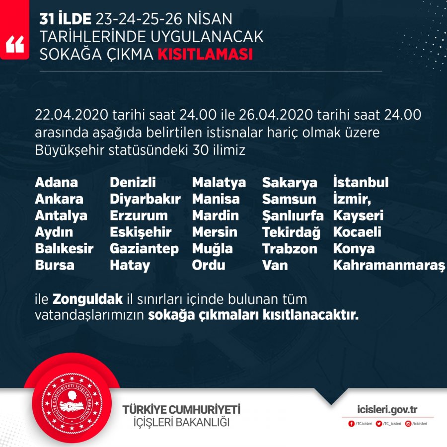 4 günlük sokağa çıkma yasağı başladı