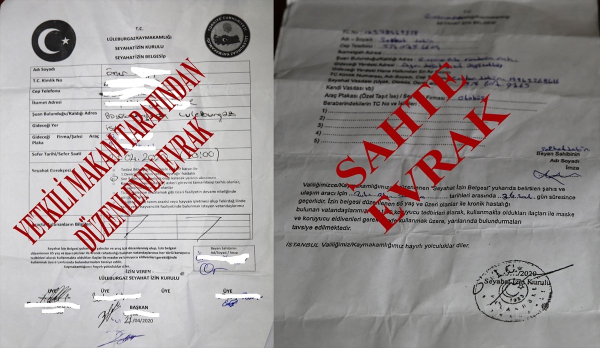 a Sahte izin belgeli yolculara ceza