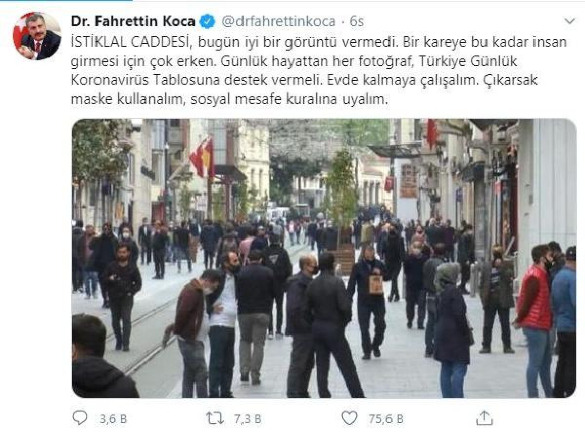 Sağlık Bakanı, İstiklal Caddesi'nden fotoğraf paylaştı