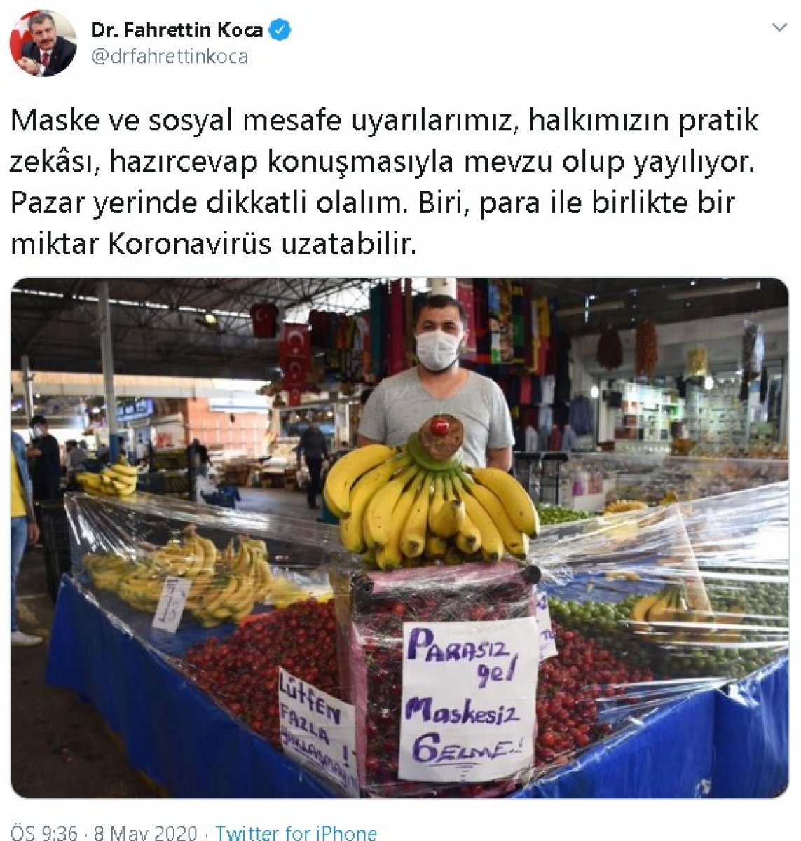 Sağlık Bakanı Koca'dan pazar uyarısı