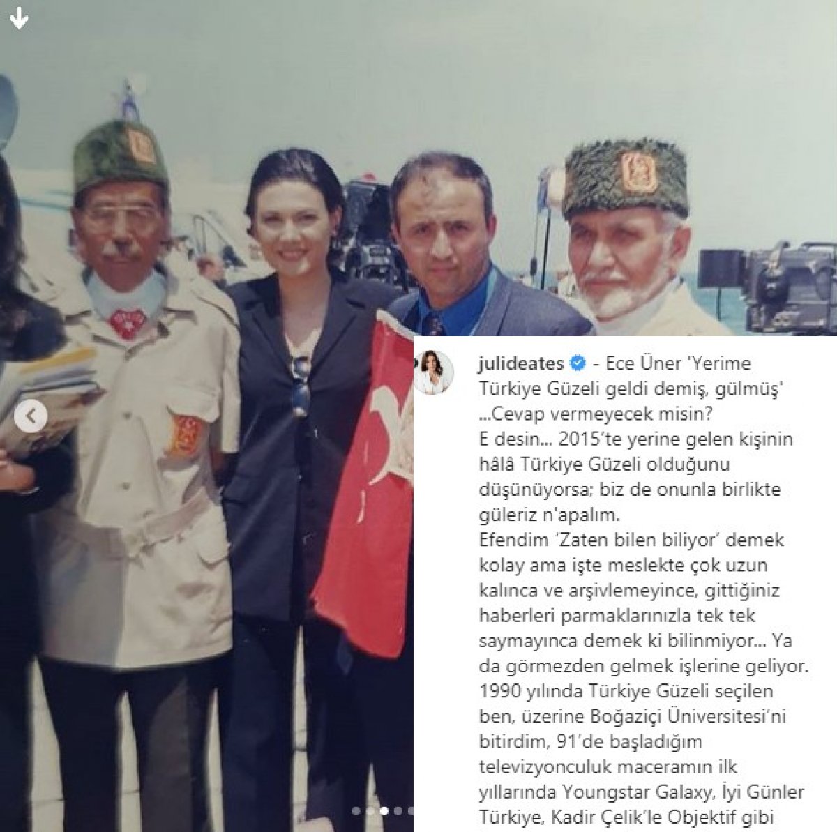 Jülide Ateş'ten Ece Üner'e fotoğraflı yanıt