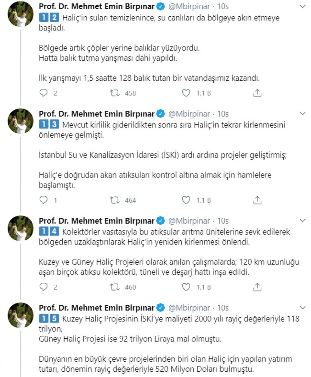 Bakan Yardımcısı Birpınar, Haliç gerçeğini yazdı