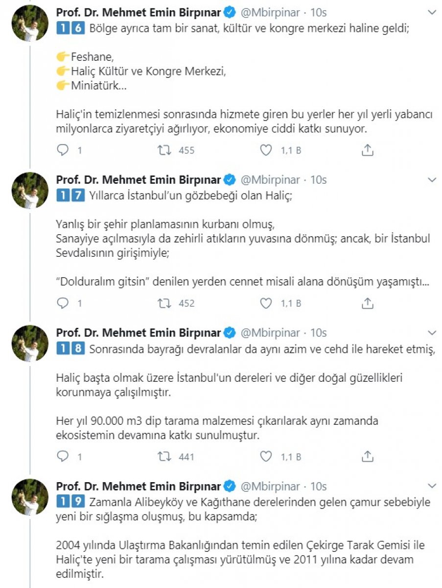 Bakan Yardımcısı Birpınar, Haliç gerçeğini yazdı