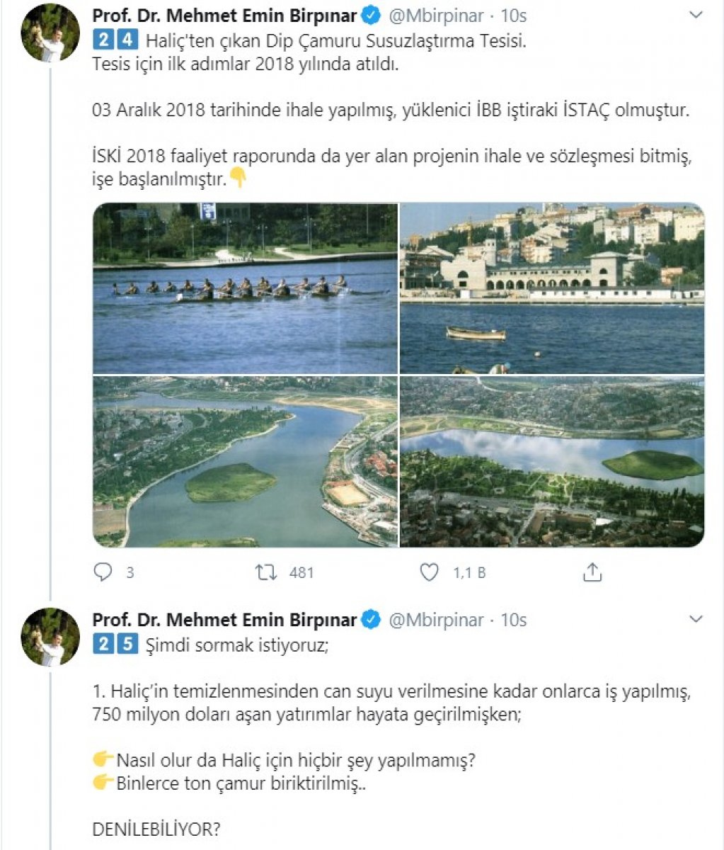 Bakan Yardımcısı Birpınar, Haliç gerçeğini yazdı