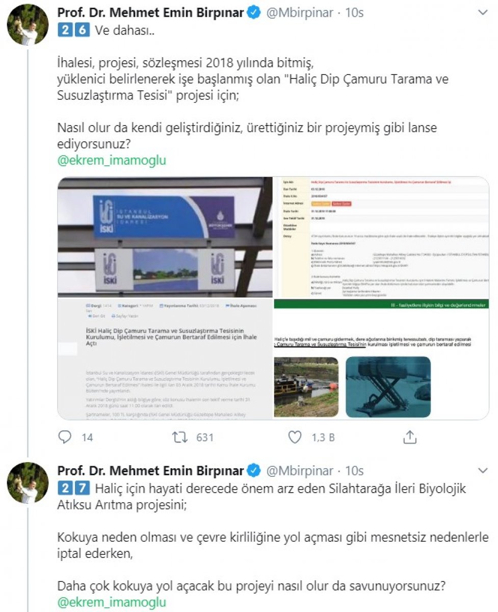 Bakan Yardımcısı Birpınar, Haliç gerçeğini yazdı