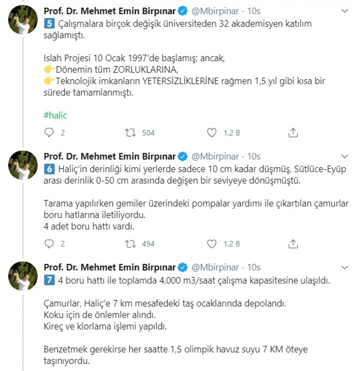 Bakan Yardımcısı Birpınar, Haliç gerçeğini yazdı