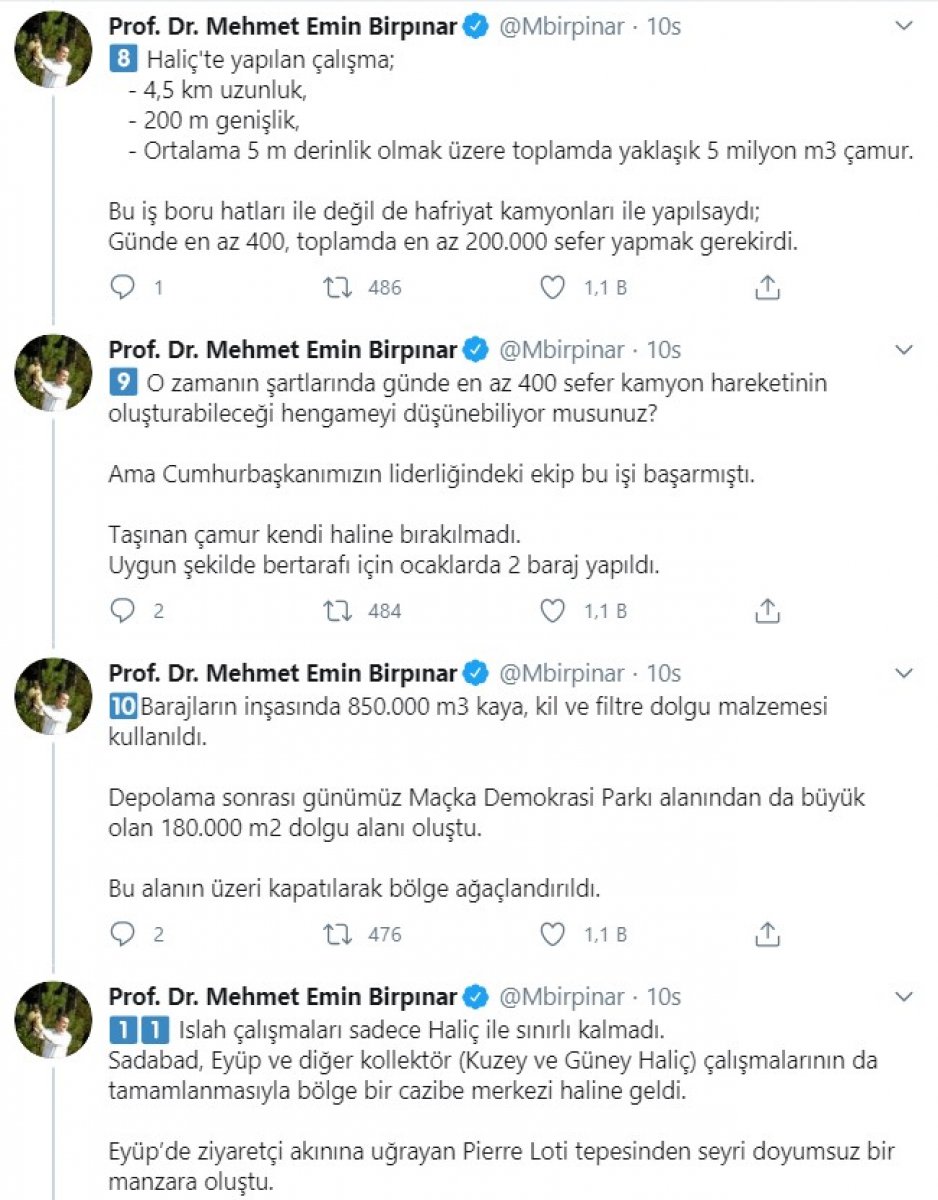 Bakan Yardımcısı Birpınar, Haliç gerçeğini yazdı