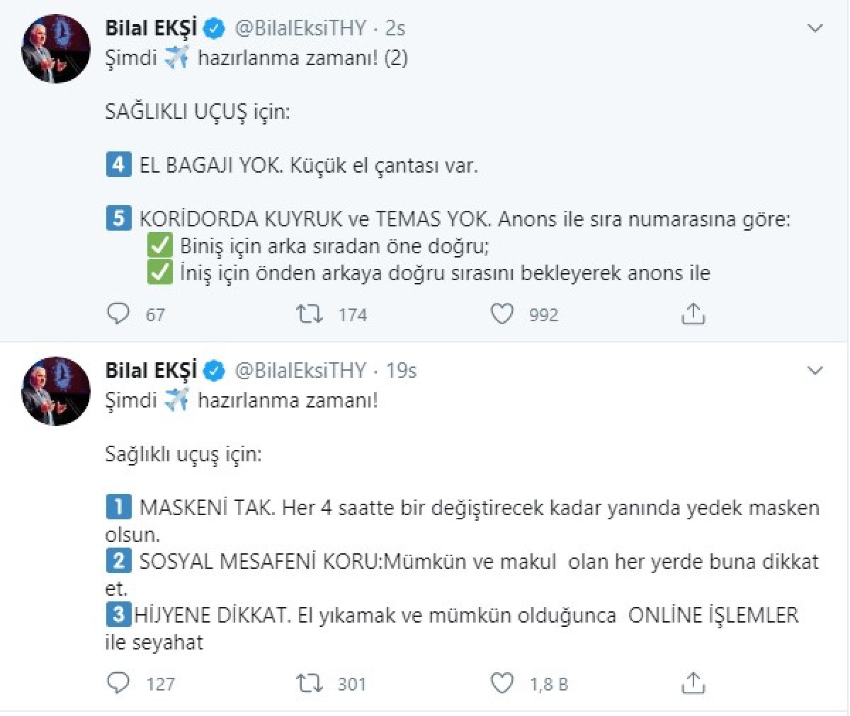 Koronaya karşı yeni uçuş düzenlemesi duyuruldu