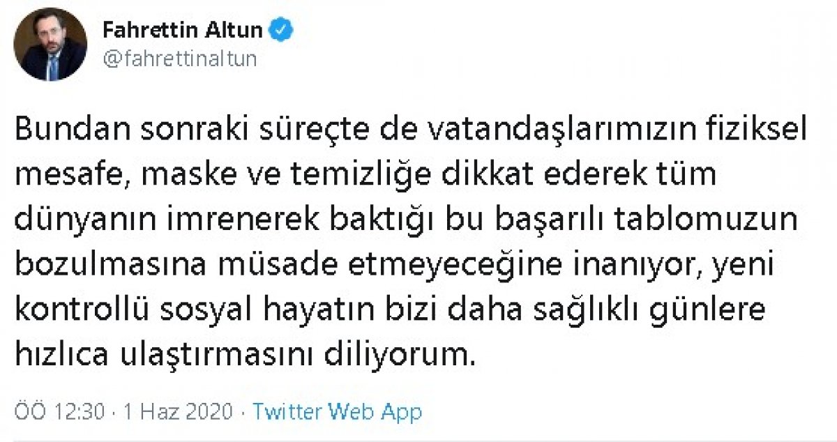 Fahrettin Altun: 1 Haziran ile yeni bir sürece giriyoruz