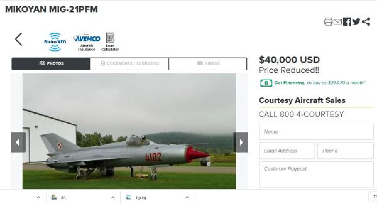 Savaş uçakları internetten satışa çıkarılıyor