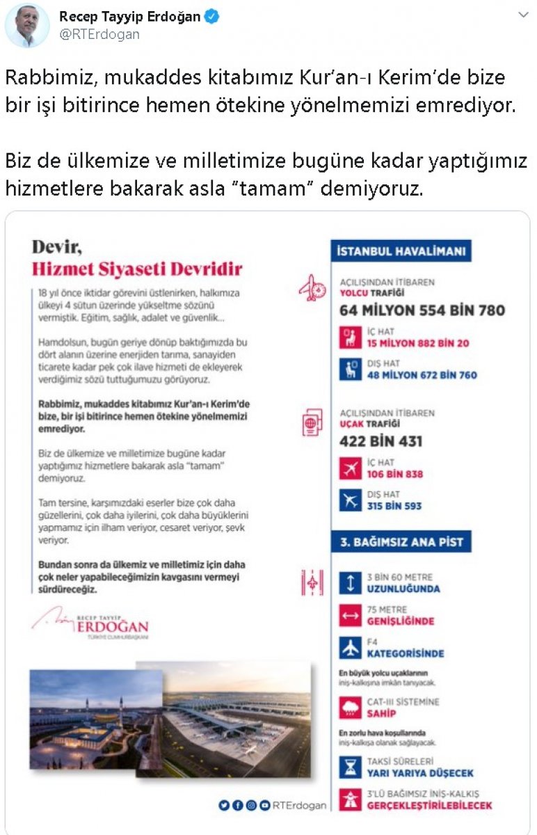 Cumhurbaşkanı Erdoğan: Hizmette asla 'tamam' demiyoruz