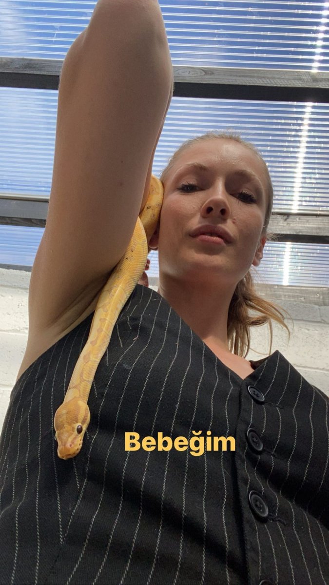 Yasemin Allen, pitonu vücudunda gezdirdi