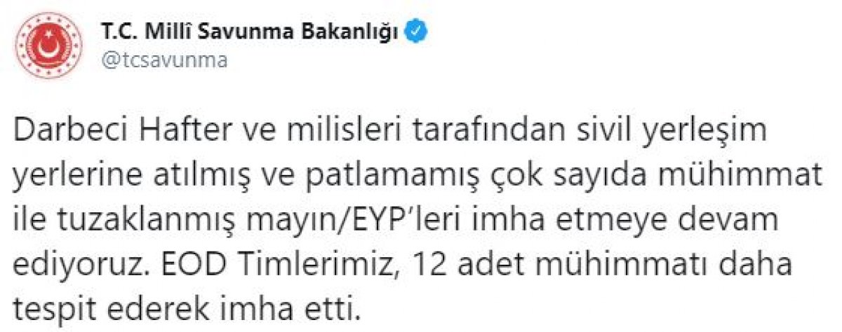 Libya'da 12 mühimmat imha edildi