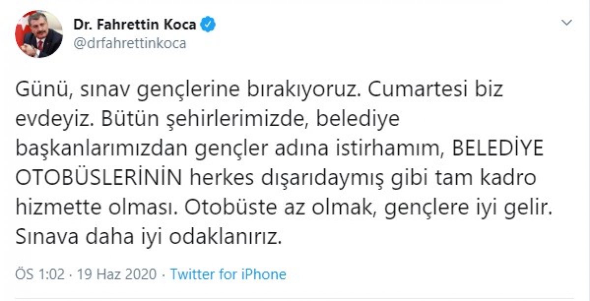 Bakan Koca'dan belediye başkanlarına LGS ve YKS çağrısı