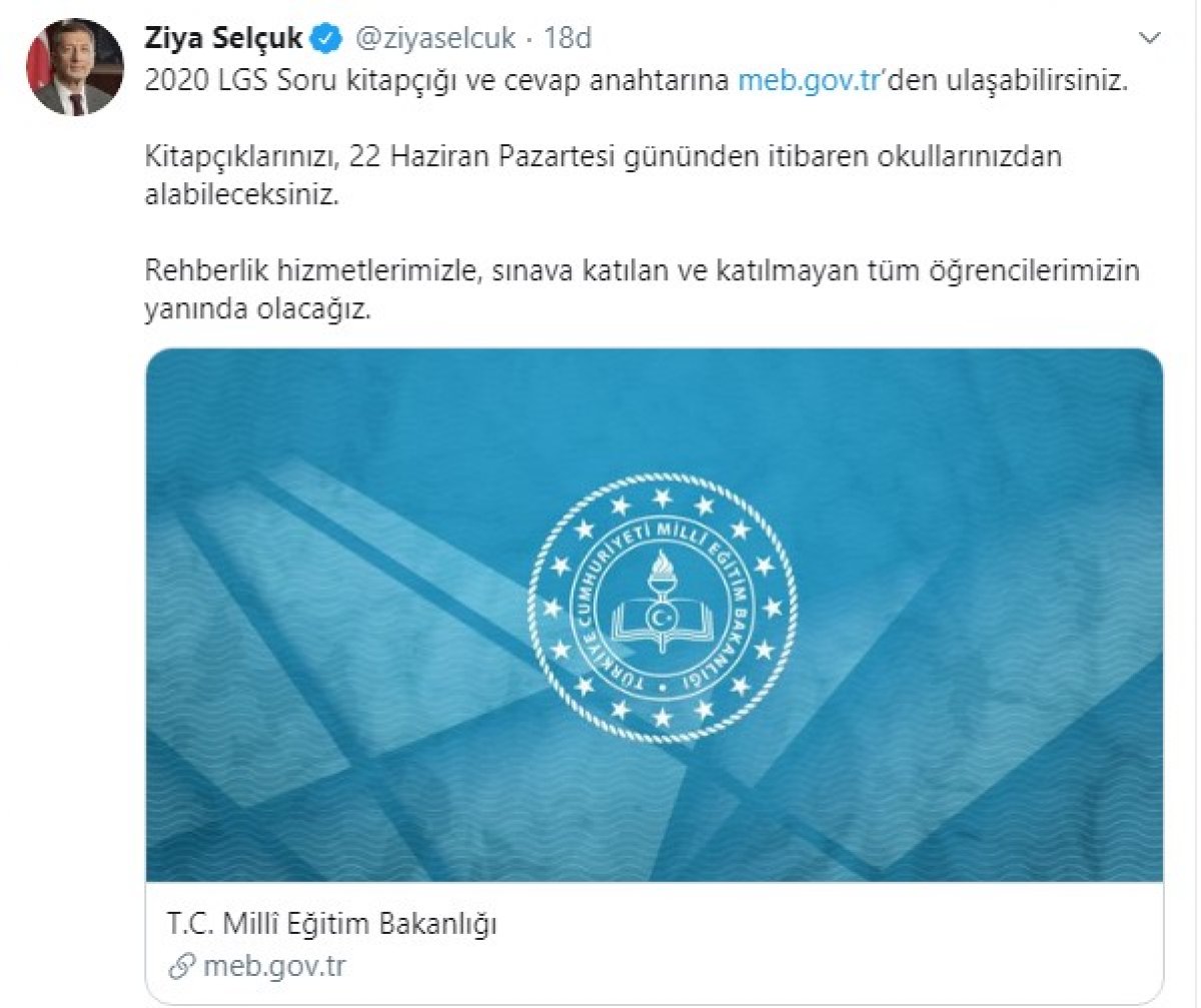 LGS soru kitapçığı yayınlandı