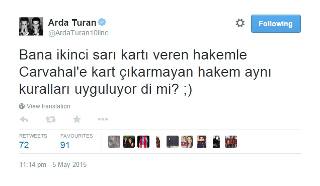 Arda Turan'dan kırmızı kart tepkisi