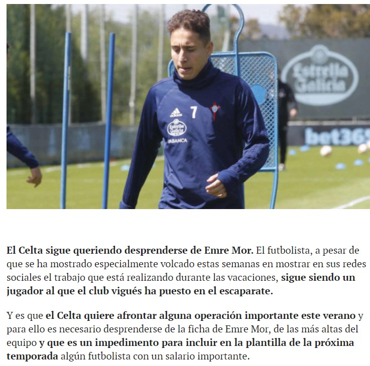 Celta Vigo, Emre Mor'u satıyor