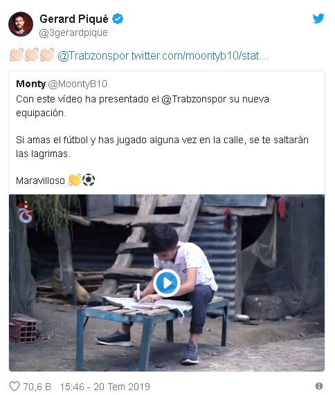 Trabzonspor'un yeni forma tanıtımına Pique'den övgü