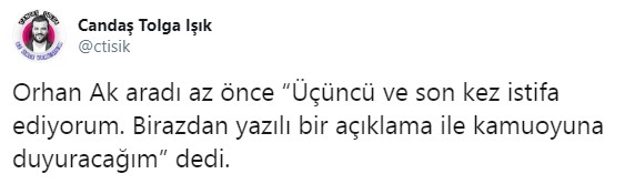 Orhan Ak istifa etti