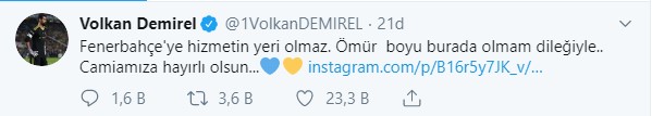 Fenerbahçe'den Volkan Demirel açıklaması