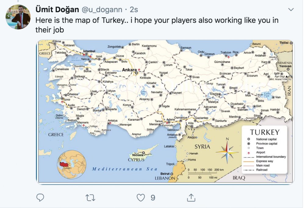 Basel, Türkiye haritasında hata yaptı