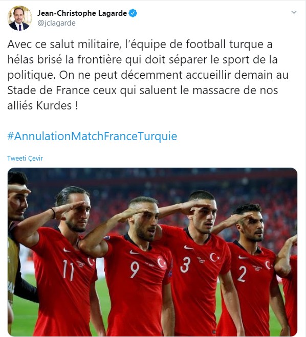 Fransa'dan 'Türkiye maçı iptal edilsin' kampanyası