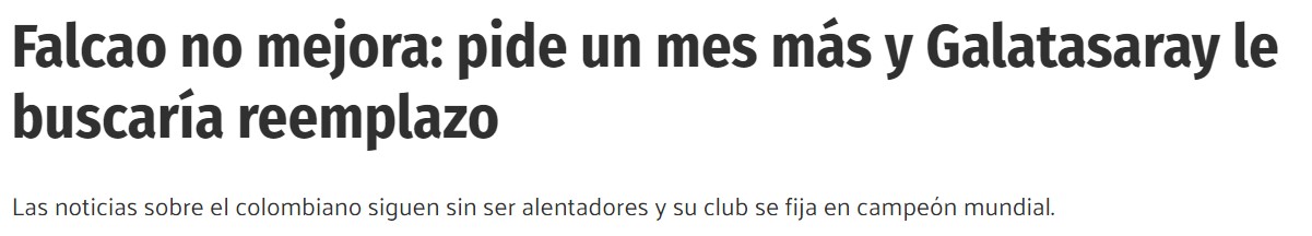 Falcao'dan bir kötü haber daha geldi