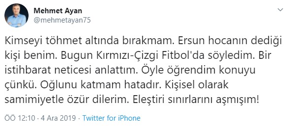 Sosyal medya trolü iddiası, Ersun Yanal'ı kızdırdı