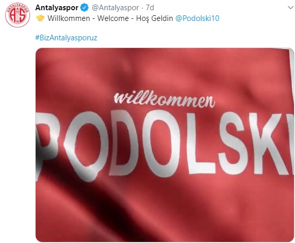 Antalyaspor, Podolski'yi transfer etti