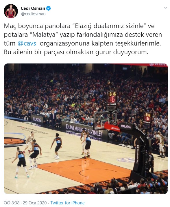 Cleveland, Elazığ ve Malatya'yı unutmadı