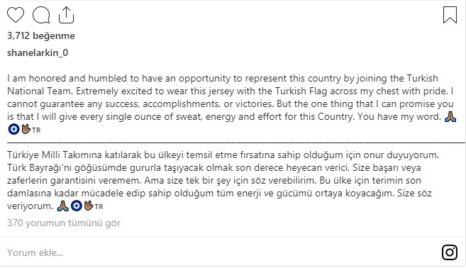 Shane Larkin A Mili Takımımızı seçti