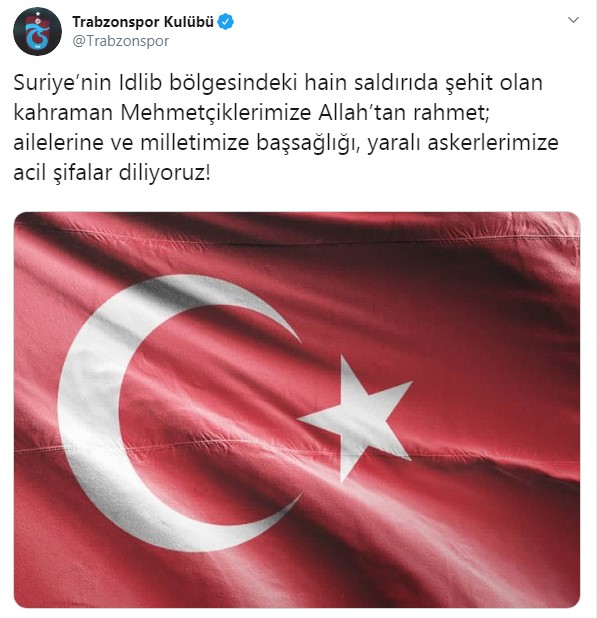 Kulüplerden şehitlerimiz için başsağlığı mesajı