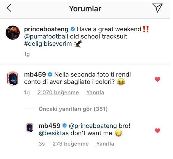 Boateng, Balotelli'ye 'Come to Beşiktaş' dedi