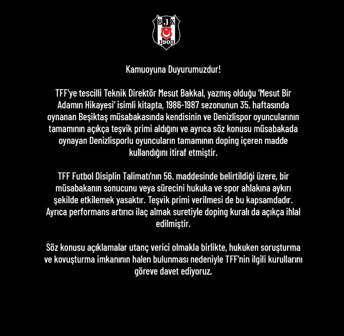 Beşiktaş'tan şampiyonluk talebi
