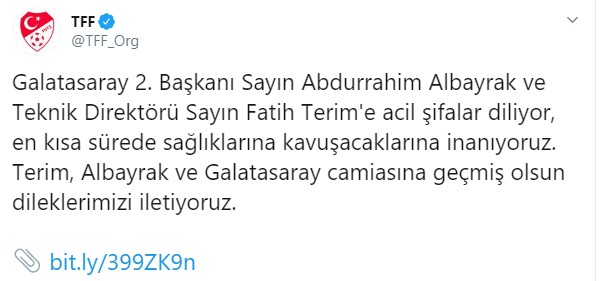 TFF'nin geçmiş olsun mesajına büyük tepki