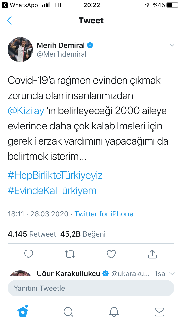 Merih Demiral'dan koronavirüs için anlamlı hareket