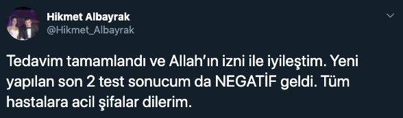 Abdurrahim Albayrak'ın oğlu koronavirüsü yendi