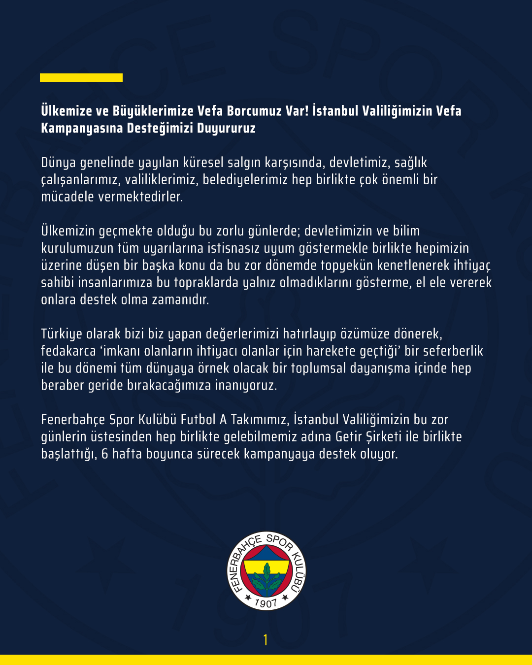 Fenerbahçe’den 33 bin gıda kolisi yardımı