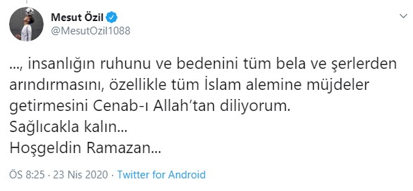 Mesut Özil'den Ramazan ayı paylaşımı