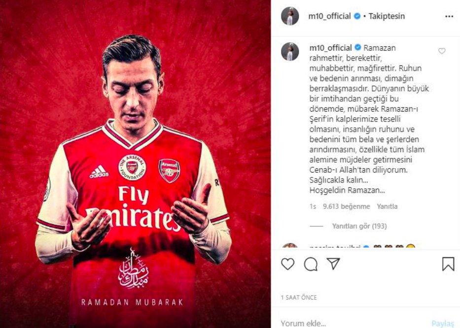 Mesut Özil'den Ramazan ayı paylaşımı