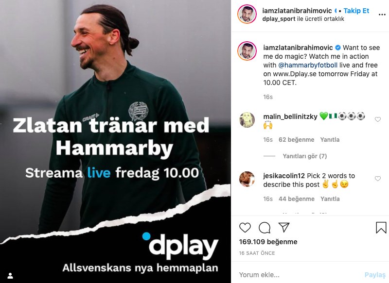 Zlatan İbrahimovic maç yaptı