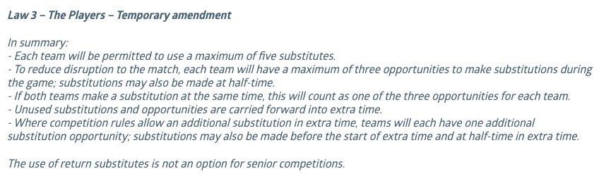 IFAB'dan oyuncu değişikliğinde yeni karar