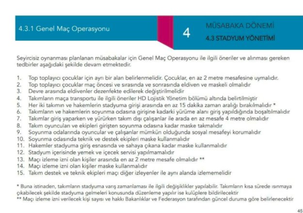 TFF, Futbola Dönüş Öneri Protokolü'nü yayınladı