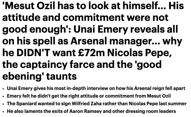 Emery: Mesut Özil'in kaptan olmasını futbolcular istemedi